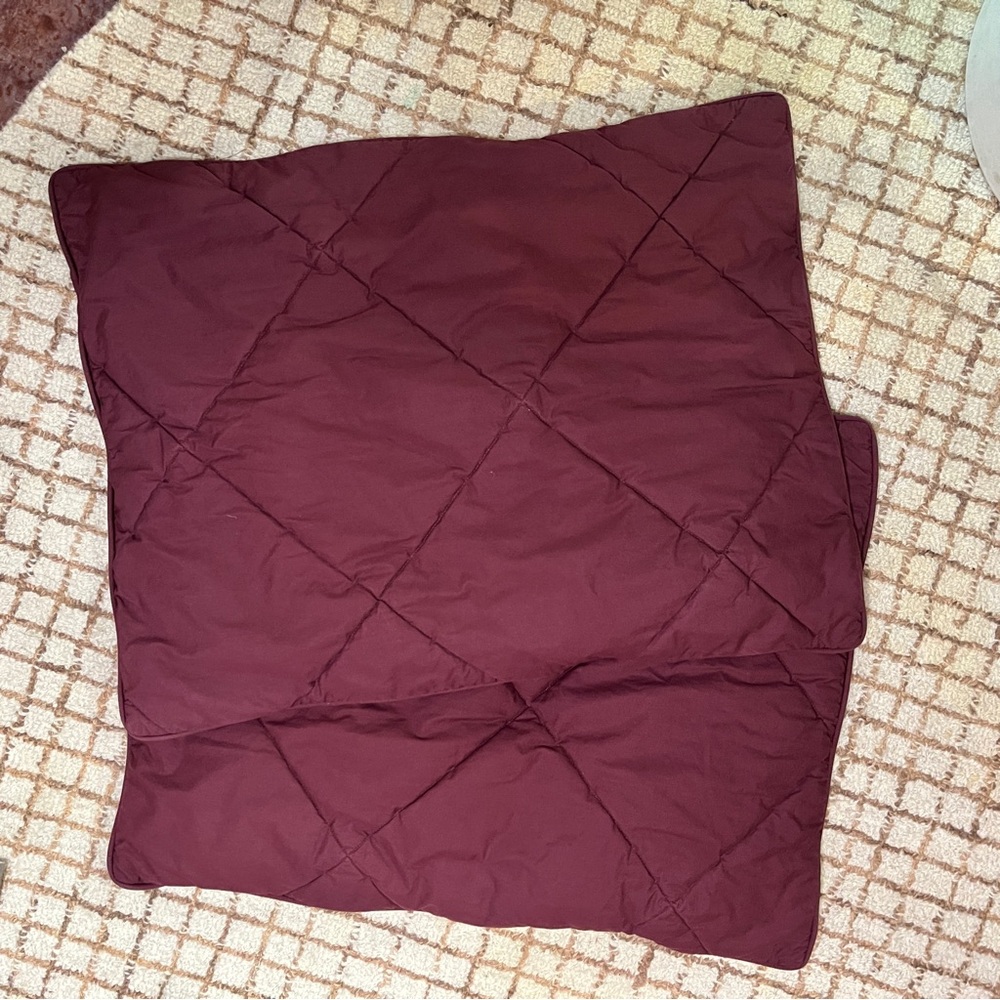 Pottery Barn Dorm Burgundy Quilted Standard Pillow Sham Pair